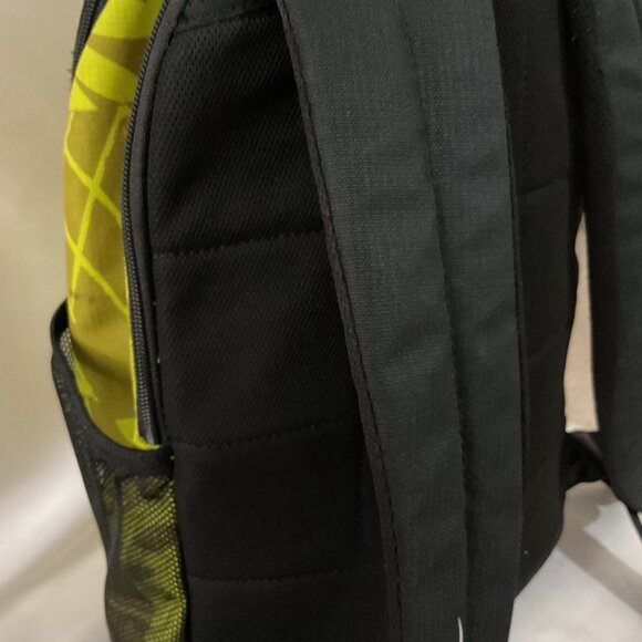 Used Nike Lime Green Print Backpack With White Swoosh Logo Mesh Side Pockets Pad - Picture 7 of 8